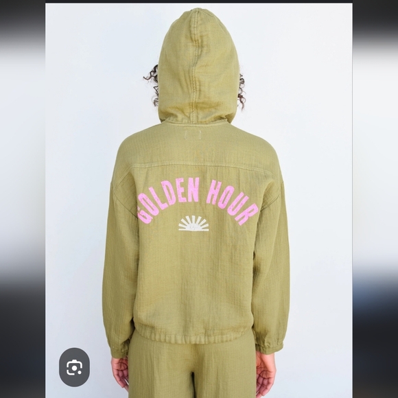 Sundry By Anthropologie Olive Green "Golden Hour" Utility Shacket Soft!! - Picture 1 of 8